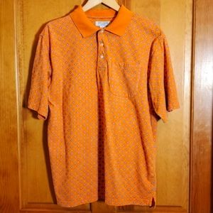 IVY CREW L ORANGE & GREY PATTERNED SHORT-SLEEVED POLO SHIRT